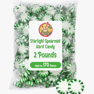Starlight Spearmint Candy - 2 Pound Bulk (Approx 170 Pieces) Individually Wrapped Mints - Refreshing Green & White Spearmint Hard Candy Discs