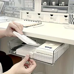 Under-Desk Drawer Organizer - Lightweight PET Storage Box, Stationary Organizer Holder, Paper Organizers for Office and Student Desks, Wall-Mounted Design, Desk Tidy