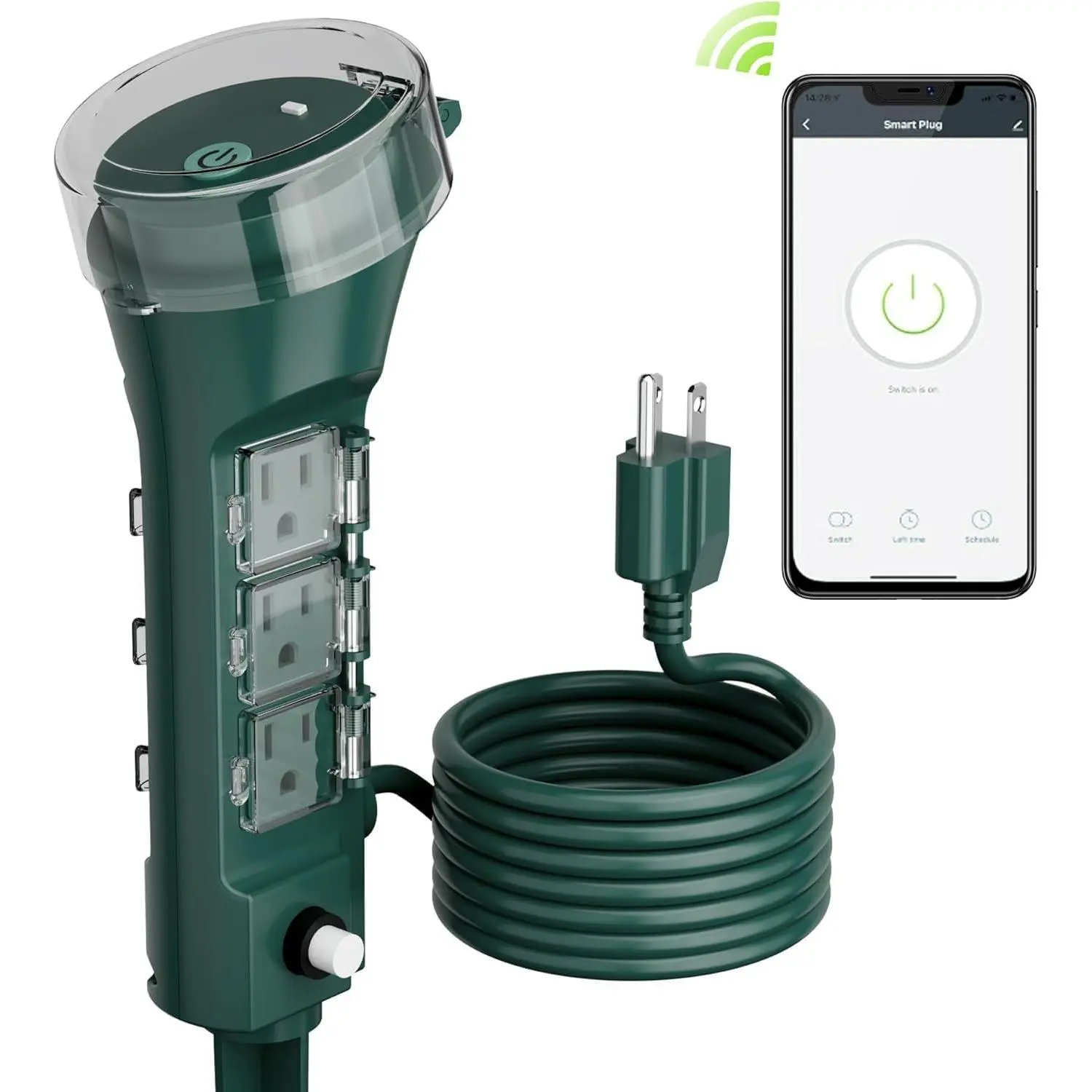 Outdoor  Plug  WiFi Outdoor Outlet Timer with 6 Grounded Outlets, Remote & Voice Control Heavy Duty Yard Stake Plug Compatible with Alexa and  Assistant No Hub Required