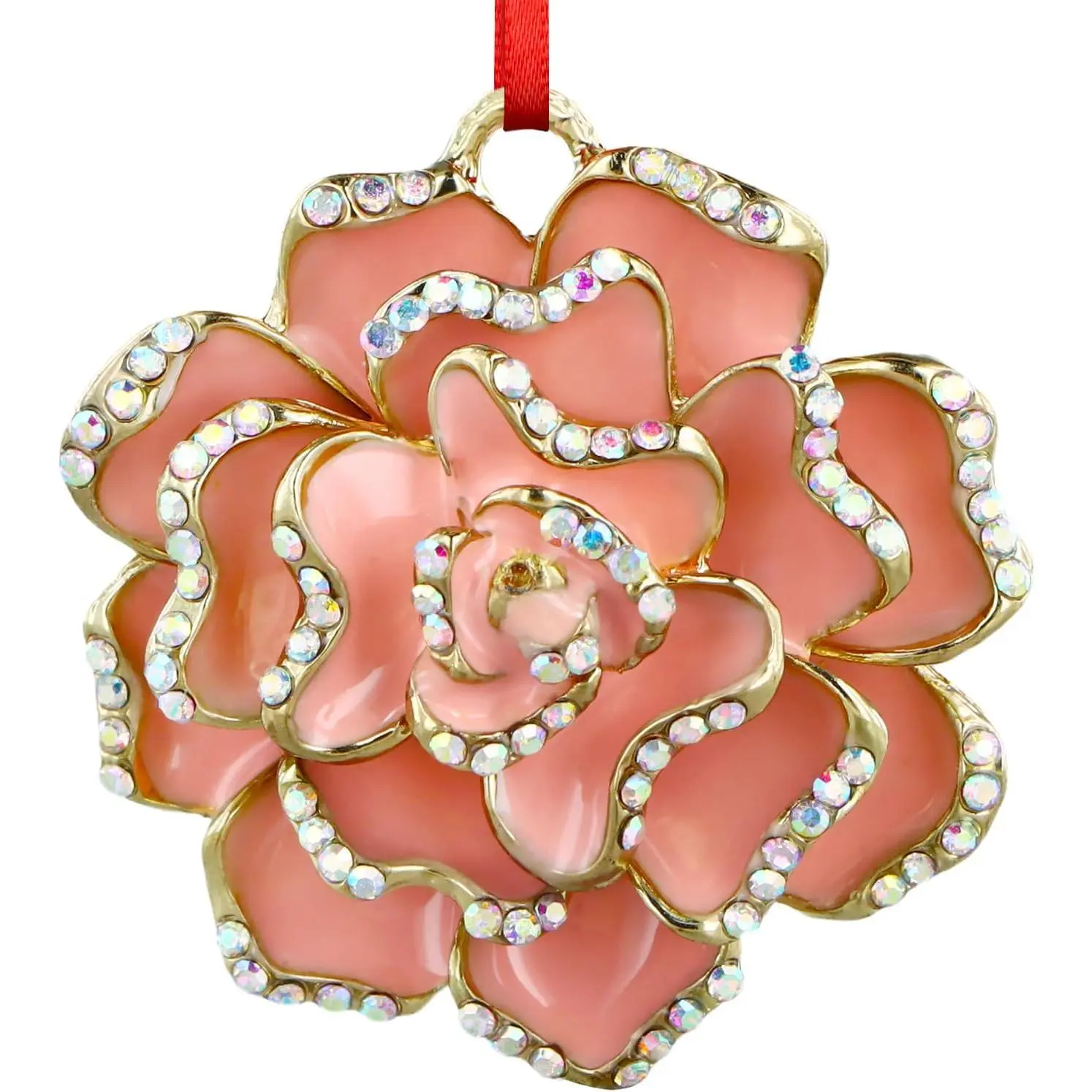 Metal Rose Christmas Tree Ornaments, Festive Home Decor Gifts for Women (Mom, Wife, Girlfriend, Sister, Female Friends)