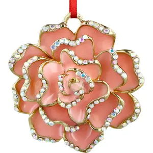 Rose Christmas Ornaments Gifts for Women Mom Wife Girlfriend Sister Female Friends - Beautiful Metal Rose Flower Ornament for Christmas Tree Decorations