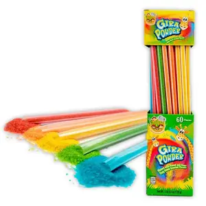 Safari Gira Powder 60 Count candy straws with sweet and sour fizzy