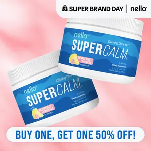 Nello Supercalm Tub (2-Pack): Calming Drink Mix with KSM-66 Ashwagandha, Vitamin D3, Magnesium & L-Theanine – Supports Cortisol Balance, Mood & Sleep, Helps Manage Occasional Stress – Tub (30 Servings) Mental Clarity Relaxation