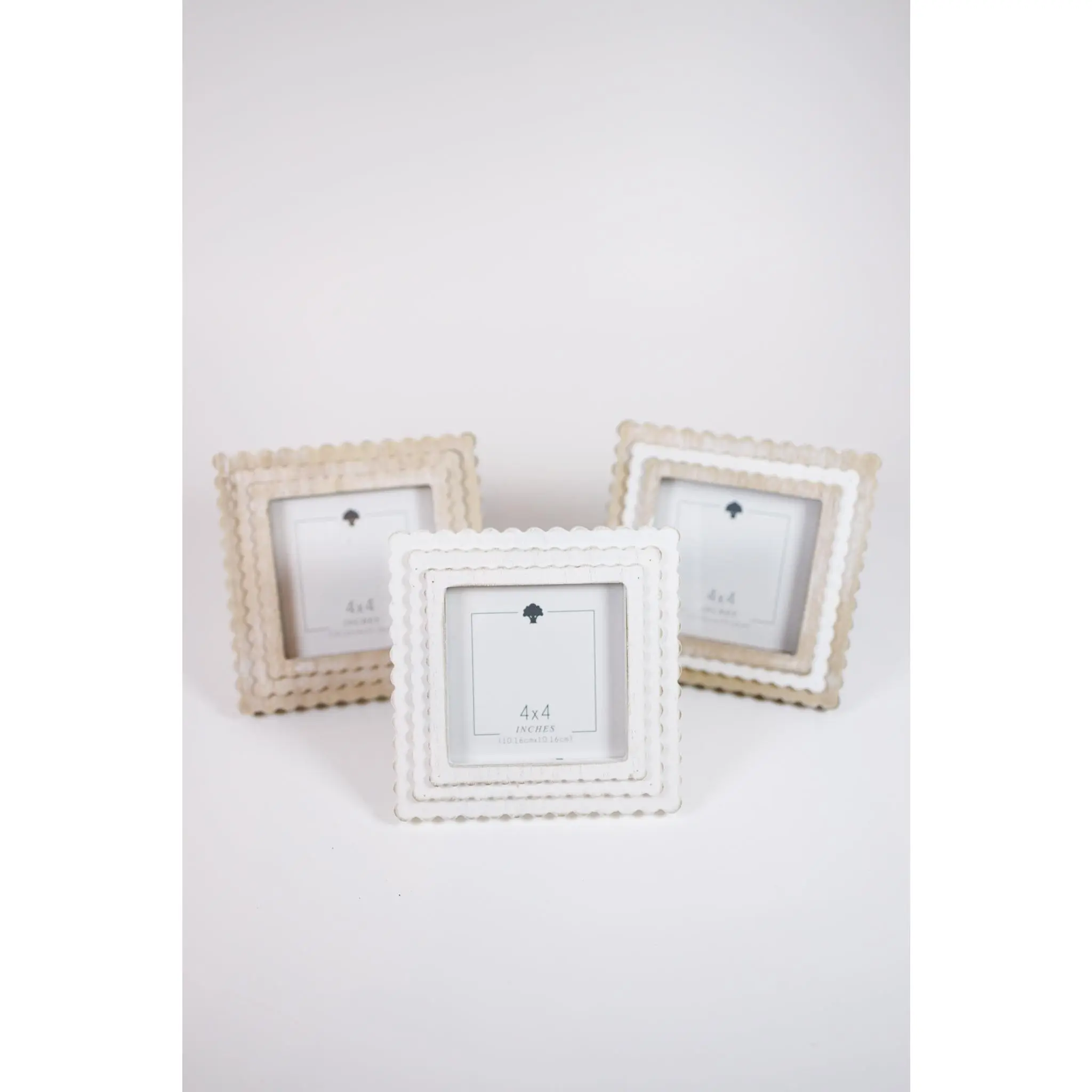 3 Tiered Wood Scallop Frame-4x4 Inch Pic, VARIOUS
