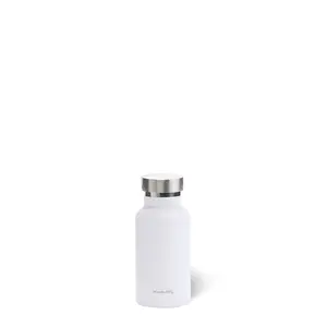 Mini Insulated Water Bottle- 350 ml-  White with Silver top