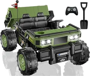 24V 2 Seater Ride On Dump Truck with Electric Dump Bed, Shovel, Toolbox, 4x100W Powerful Motors, Max 4.5Mph, Parent Remote, All-Terrain Tires, Ride on Car for Kids Ages 3-8, 132Lbs Load #Summervibes