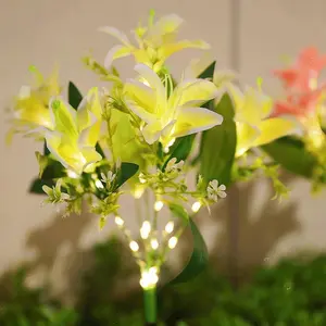Solar Lily Flower Lights, Outdoor Waterproof LED Garden Stake Lights, Auto On/Off Solar Powered Decorative Flowers for Yard Patio Pathway, Gardening Gift Idea