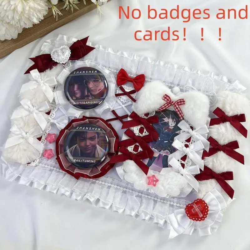 Handmade Cute Lace Bow Itabag Accessories Y2k Badge Photocard Display Board Kawaii Cosplay Pins Lolita Bag Ornament Girls Gifts