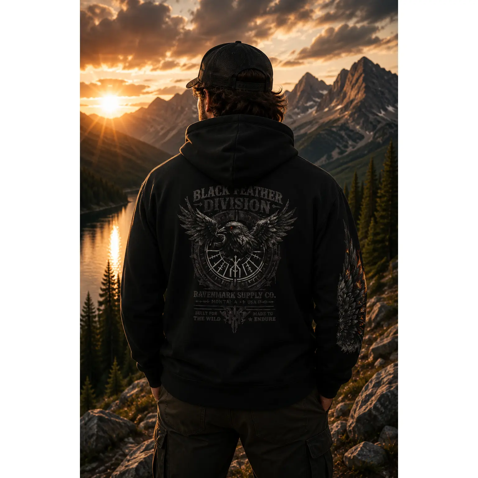 Black Feather Division Raven Hoodie | Gothic Raven Graphic Hoodie | Viking Inspired Outdoor Hoodie | Mountain Streetwear | Rugged Nature Apparel | Ravenmark Supply Co | Hunting Hiking Camping Gift |...