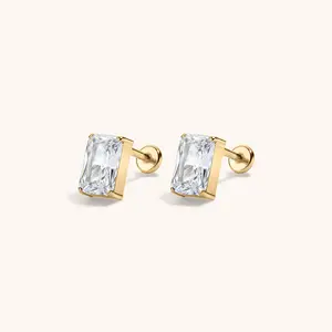 Celestial Crystal Emerald-Cut Nap Earrings, 6mm