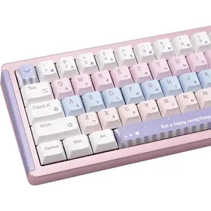 Custom Cute Candy Color PBT Keycaps 130 Keys, Japanese Style Dye-Sublimation Cherry Profile Keycap Set for Cherry Gateron MX Switches Mechanical Keyboards