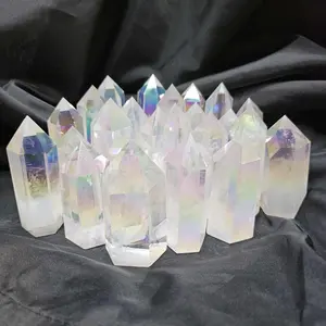 Angel Aura Quartz Towers Enchanting Crystal for Meditation Healing and Spiritual Awareness Natural Variations and Iridescent Sheen Focal Points for Energy Concentration