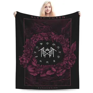 Sleep Token Flannel Fleece Blanket Sundowning Soft Warm Throw Blanket Sofa Bedroom Dorm Couch Office Car Travel Home Dark Aesthetic Heavy Metal Music Blanket, Warm Nap Blanket for Men Women Adults Boys Girls,  Birthday Mother's Day Fans Gifts