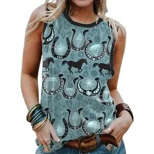 Western Cowboy Horse 3D Print Tank Top - Retro Y2K Sleeveless Camisole for Summer Vibes