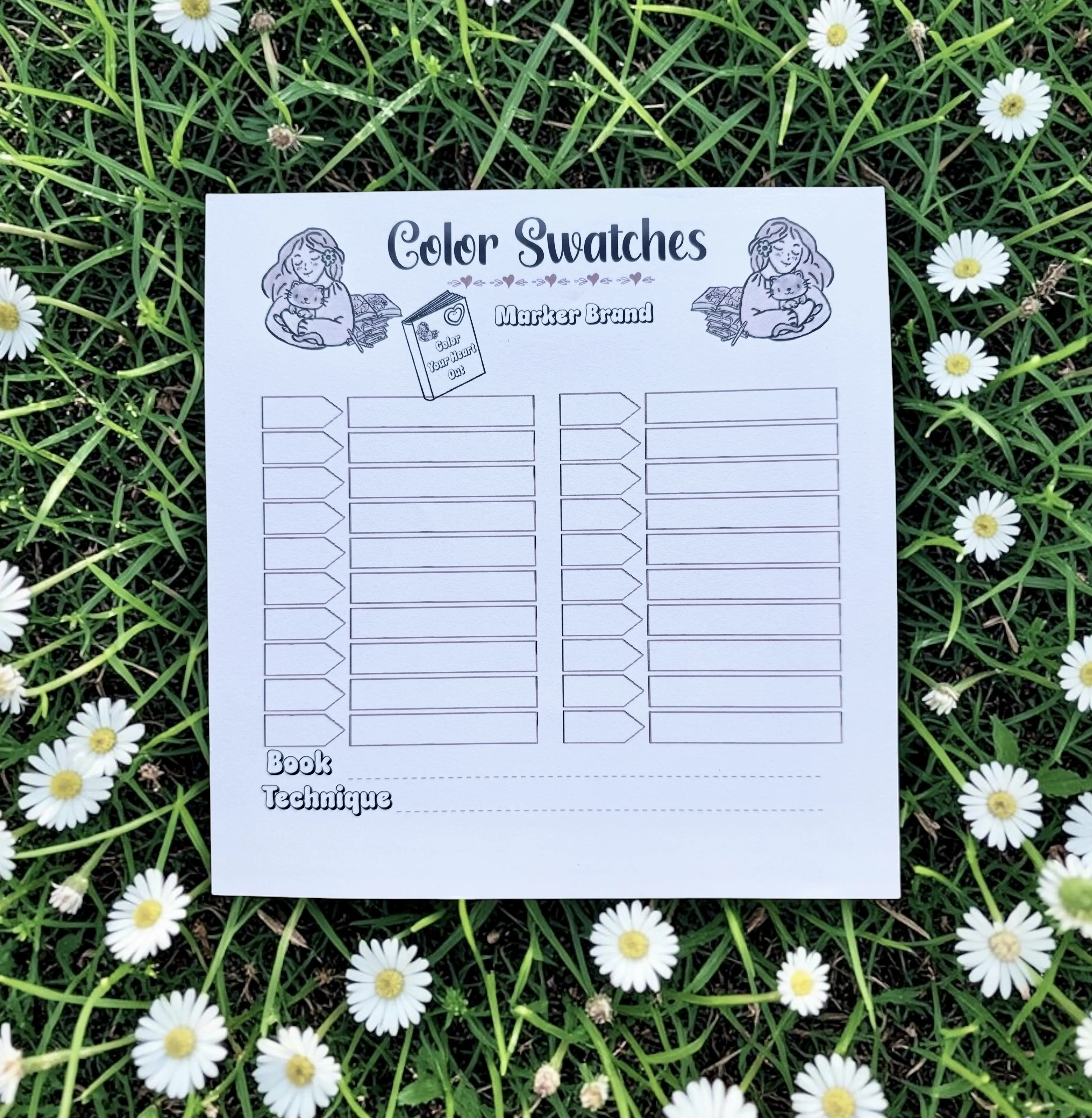 Color Swatch Pads, Room for those extra Color Codes You, marker organization, marker swatching, color code chart