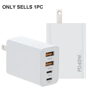 USB C Charger Block,40W 4-Port USB C Wall Charger Fast Charging Dual Port PD Power Adapter+QC Double Wall Plug Multiport Type C Brick Chargers for iPhone 16 15 14 13 12 11 Pro Max XS,Samsung, Travel Charger Block, Super Fast Charger