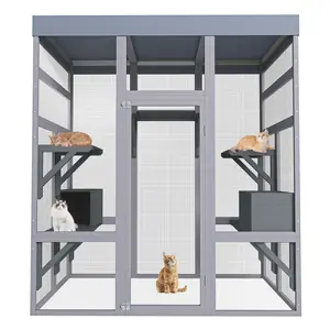 Indoor/Outdoor Cat Playpen & Catio | Waterproof Mesh Enclosure with Tall Platforms