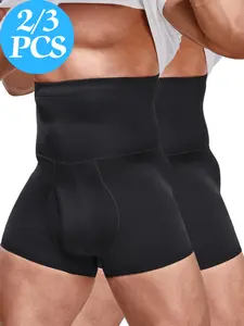 1/2/3PCS Men's Tummy Control Shorts, Compression Shorts, High Waist Anti-Curling Underwear Body Shaper Seamless Boxer Brief