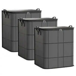 3-Piece Large Capacity Clothing Storage Bags Set, Foldable Organizer Boxes with Reinforced Handles & Durable Zippers, Ideal for Clothes Blankets Mattresses, Bedroom Storage Organizer