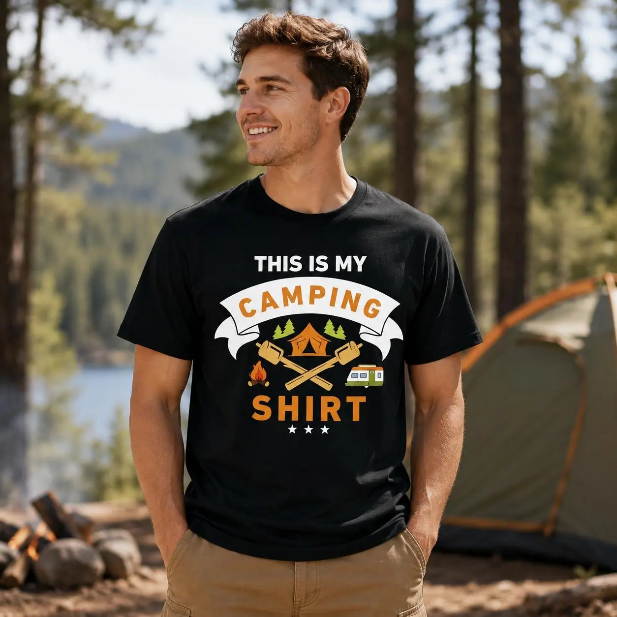 This Is My Camping Shirt, Funny Camping T-Shirt for Men, Campfire Outdoor Graphic Tee, Camper Gift Hoodie - Sweatshirt