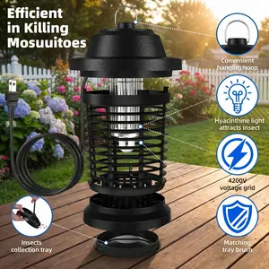 UV Bug Zapper Mosquito Killer Lamp – Lantern Design, 9W 1000V Electric Insect Zapper, Chemical-Free, Removable Tray Easy Clean, Fireproof Safe, Hanging for Bedroom Patio Garden Camping