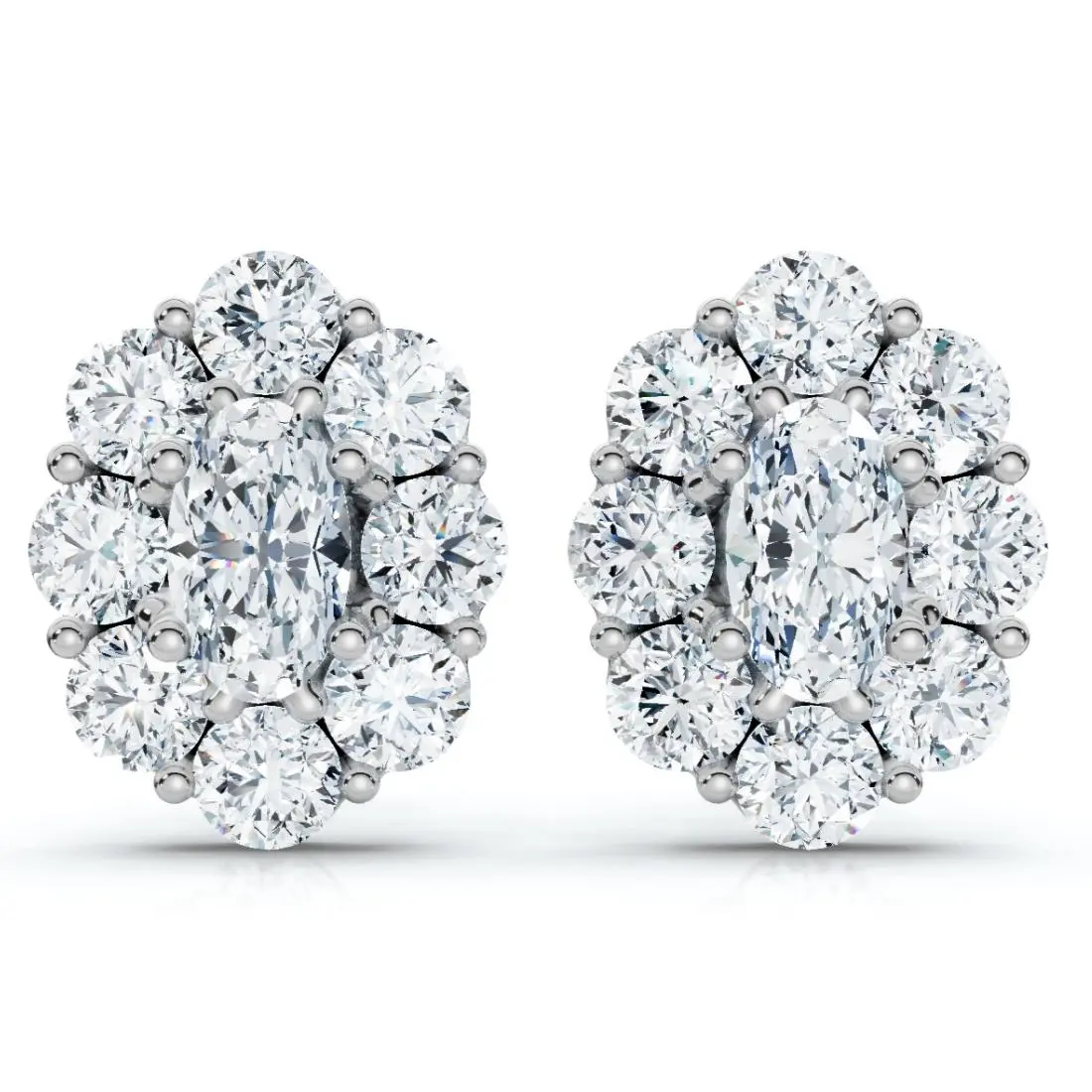 1 1/2Ct Oval Diamond Halo Studs 14k Gold Women's Earrings Lab Grown