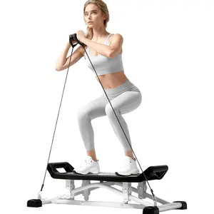 Ski Fitness Stepper with LCD Monitor & Resistance Bands, Portable Balancing Exercise Equipment 300lbs Capacity for Home Gym