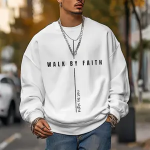 Men's Walk By Faith Not By Sight Print Cotton Casual Sweatshirt