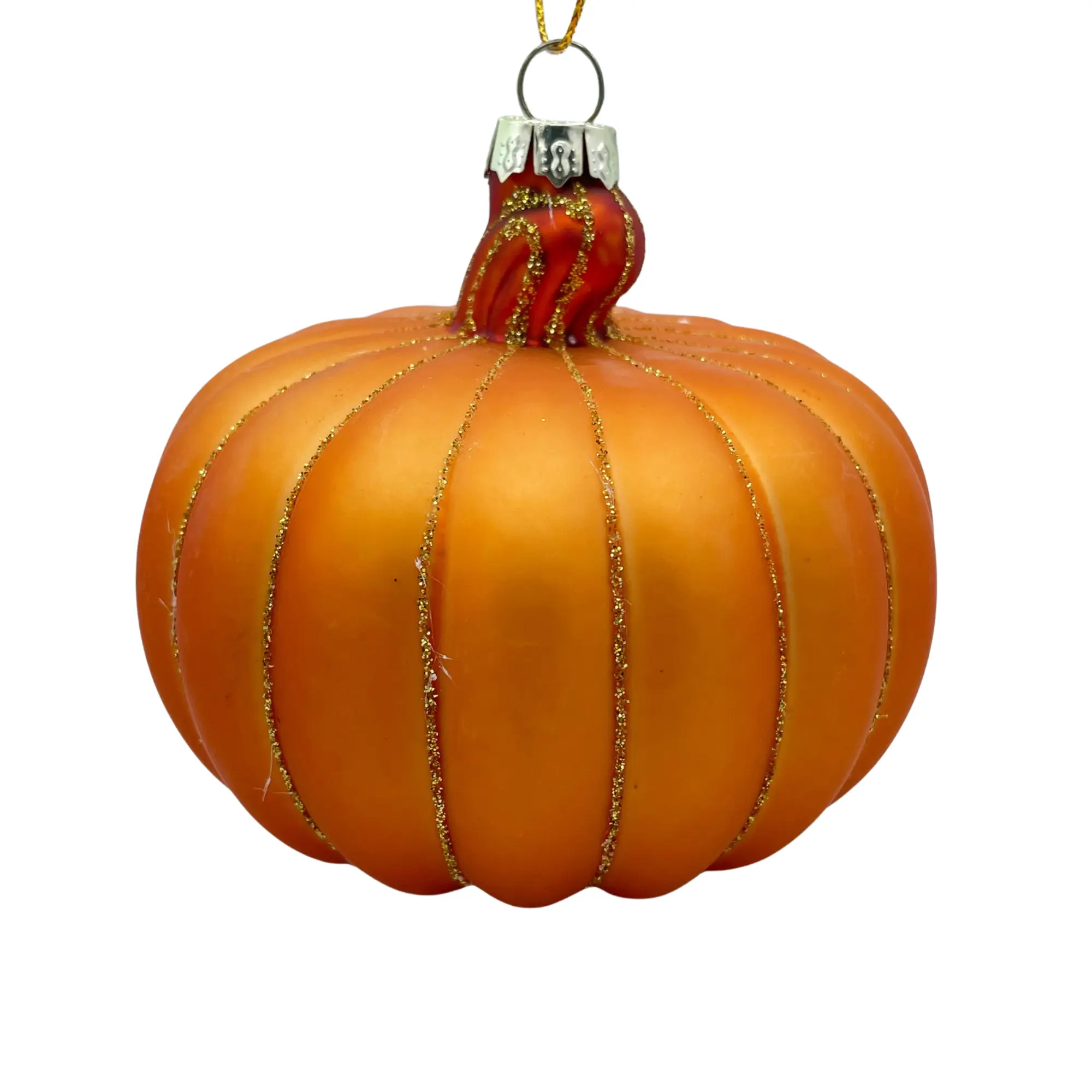 Thanksgiving Fall Pumpkin Blown Glass Christmas Halloween Tree Ornament