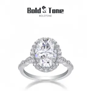 4 Carat Oval Shape Synthetic Moissanite Rings in 925 Sterling Silver