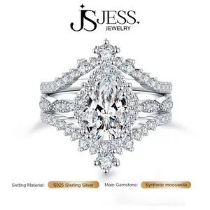 【Valentina】2Carat 7*10mm Pear Cut Moissanite Engagement Ring  D Color VVS1,  S925 Silver 18K White Gold Plated Bridal Ring