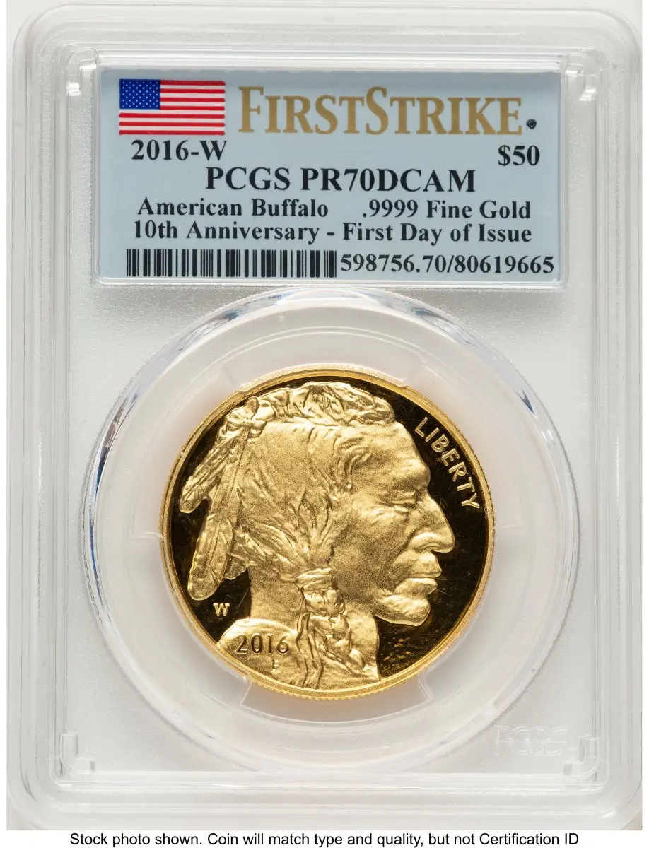 Modern Bullion Coins (2016-W Proof Gold Buffalo 1 oz FDI FS Flag)