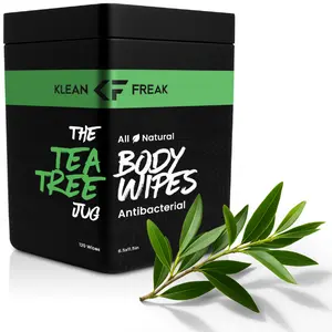 Klean Freak Body Wipes – The Jug, 120-Count XL Wipes for Home, Gym & Camping, Alcohol-Free, Hydrating & Anti-Bacterial with Tea Tree, Coconut, Citrus, Peppermint, Lavender & Scent-Free