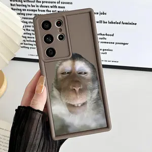 Cute Monkey Pattern Phone Case,Enhanced Camera Protection,Shockproof Skin-Friendly Touch Soft Cover for Samsung Galaxy S21 S22 S23 S24 S25 S26 Ultra Plus FE A13 A14 A15 A16 A17 A33 A34 A35 A36 A52 A53 A54 Note20Ultra MEME
