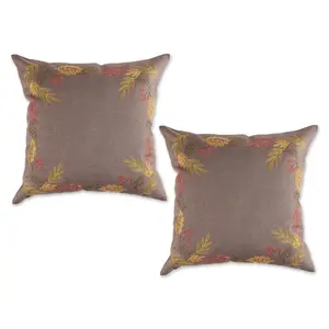 Design Imports Set of 2 Shimmering Leaves Pillow Covers