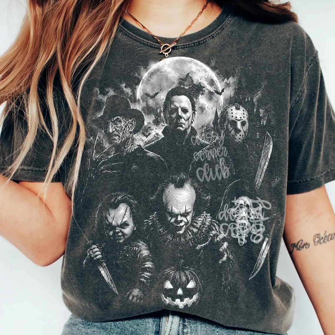 Comfort Colors® Classic Halloween Horror Characters Tshirt, Vintage Halloween Shirt Graphic, Spooky Season Halftone, Vintage Scary Movie Tshirt, Retro Tshirt