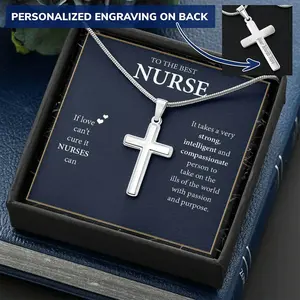 Personalized Cross Necklace - Customized Gift For Male Nurse