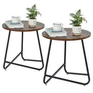 Small End Table Set of 2,Round Side Table,Modern Coffee Table,Metal Nightstand for Living Room,Bedroom,Office,Indoor & Outdoor