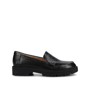 ERIKA SLIP ON LOAFER - Black Lizard