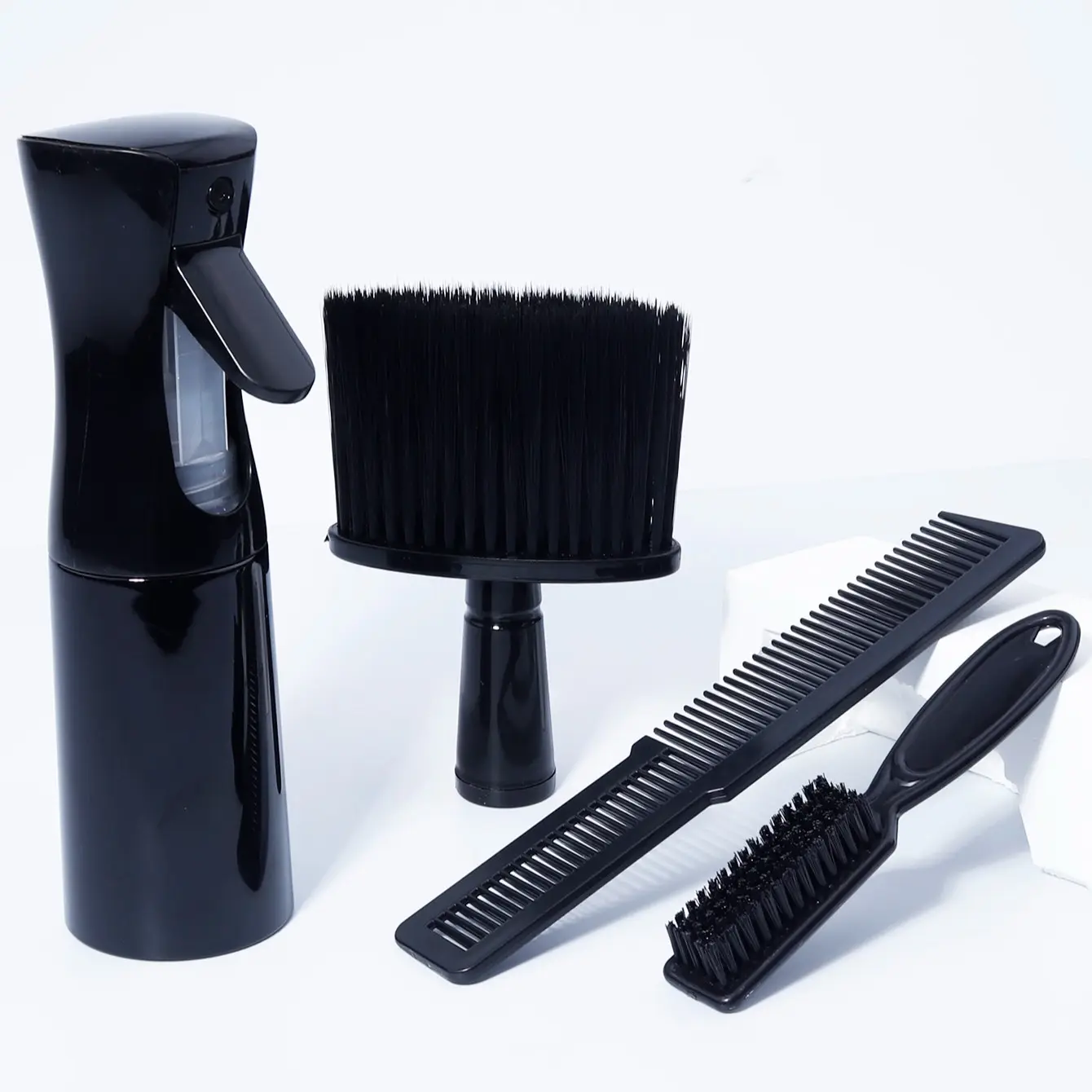 4-Piece Neck Dust Brush Set, Haircut Comb and Spray Bottle Kit, Hairstyling Tools for Salon & Home Use, Essential Grooming Accessories, Barber Accessories, Barber Supplies, Hair Brushes, Hair Cutting Accessories