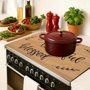 [Heat-Resistant Stove Top Mat] 1pc - Non-Slip Kitchen Counter Guard & Trivet with "Grateful Thankful Blessed" - Induction Cooktop Protector Pad for Gas/Electric Stoves, Dining Table Decor - Easy-Clean Surface - Ideal Housewarming Gift