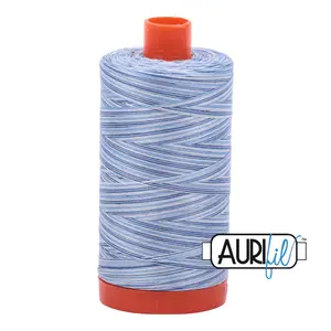 Aurifil 50wt Cotton Variegated Thread - 1422yd, Storm At Sea, Decorative Sewing, Maintains Reliable Tension, Cleanly Feeds, Cool-Toned Piecing, Extra Visual Depth, A1150-4655