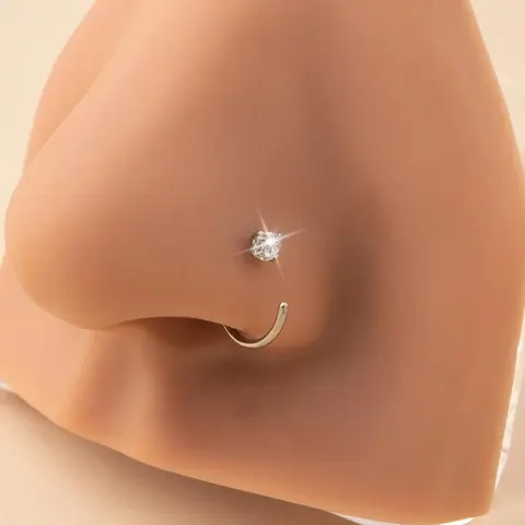 C-shaped Nose Ring, Stainless Steel Nose Ring, Fashionable Body Jewelry for Women & Men, Trendy All-match & Exquisite High Quality Jewelry for Birthday Gift, Nose Piercing Jewelry, Stainless Steel Noserings