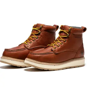 Waterproof work boots men Footwear Comfort Walking Shoes Botas Slip-resistant Full Grain Tumbled Leather Lightweight Safety Rating