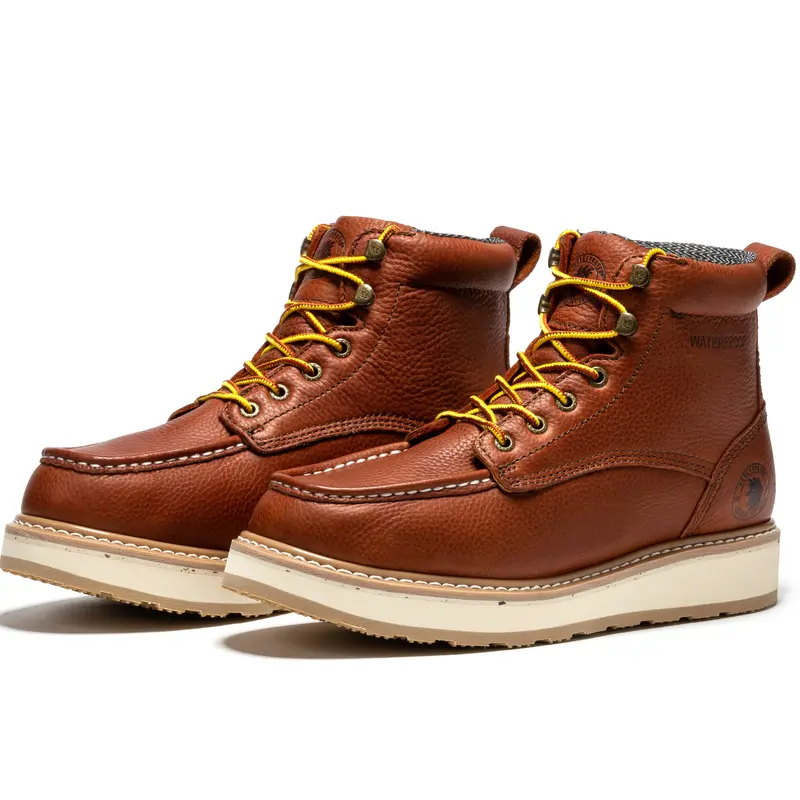 Waterproof work boots men Footwear Comfort Walking Shoes Botas Slip-resistant Full Grain Tumbled Leather Lightweight Safety Rating