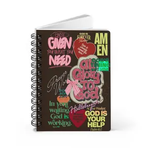 Beautiful Journal Christian Scripture Typography Spiral Bound Journal | Faith, Praise, God Is Your Help