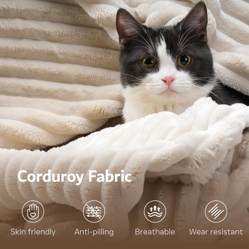 【Jumpstart Sale】Ovios 49'' Boneless Chaise Lounge with Cup Holders, Upholstered Sofa Bed with Throw Pillows and Armrests, Indoor Sleeper Chair- Luxurious Plush Corduroy Chair Bed for Living Room - No Assembly Required