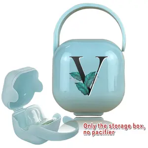 Baby Pacifier Box Infant Nipple Pacifier Container No Open Slot with Closure Attaches to Diaper Bag or Stroller BPA-Free Travel Pacifier Storage Case for Baby Supplies A-Z Leaf Letters Pattern