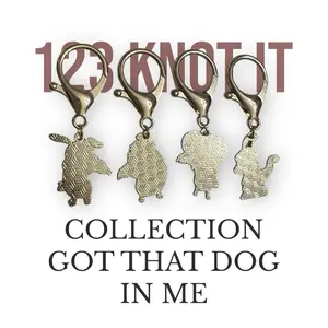 Got that dog in me - set of 4 large clasp stitch markers for crocheting