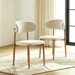 2-Piece Dining Chair Set, 20.08"×20.08"×33.07", Soft Cushioned Upholstered Chairs with Metal Legs, Medieval Modern Farmhouse Style for Kitchen & Dining Room